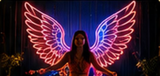 Neon angel wings photo backdrop